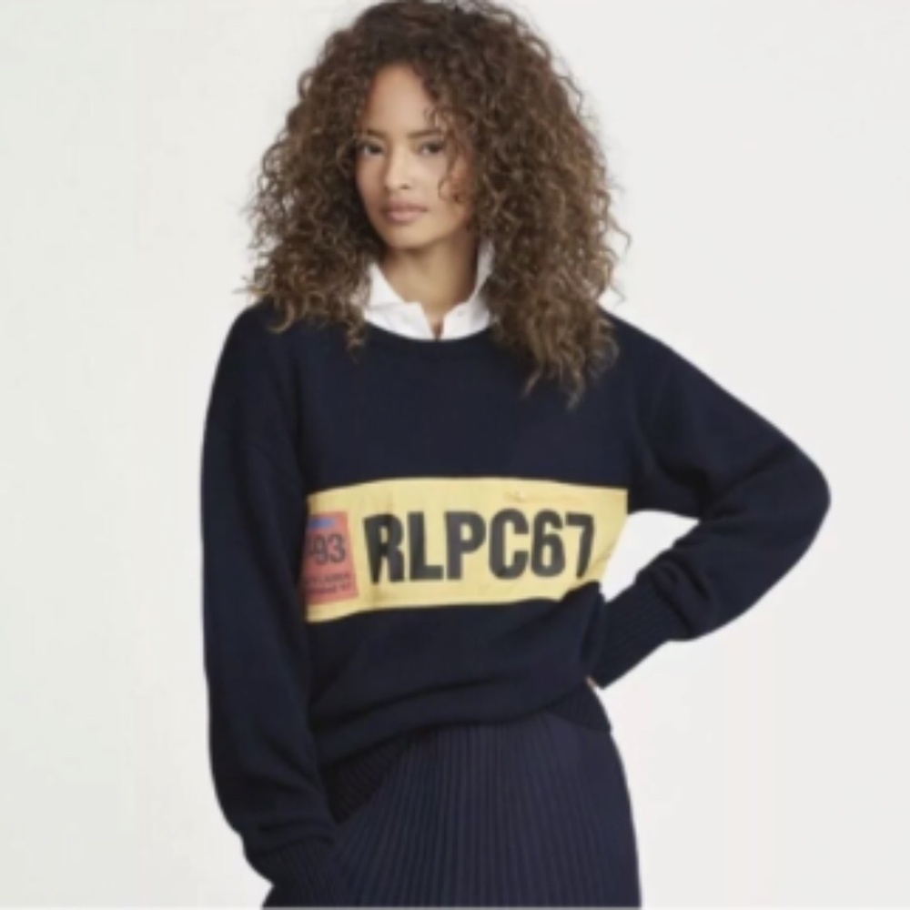 Vintage POLO RALPH LAUREN BOAT KNIT CREW SWEATER NAVY BLUE
